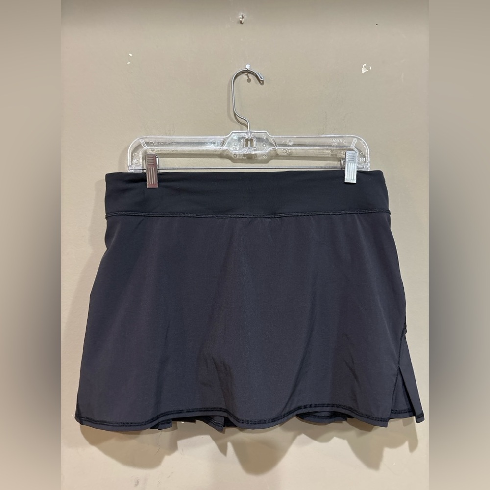 Lululemon Run Pace Setter Skirt Sz 8 Tall Black Ruffle Tennis Golf Skort